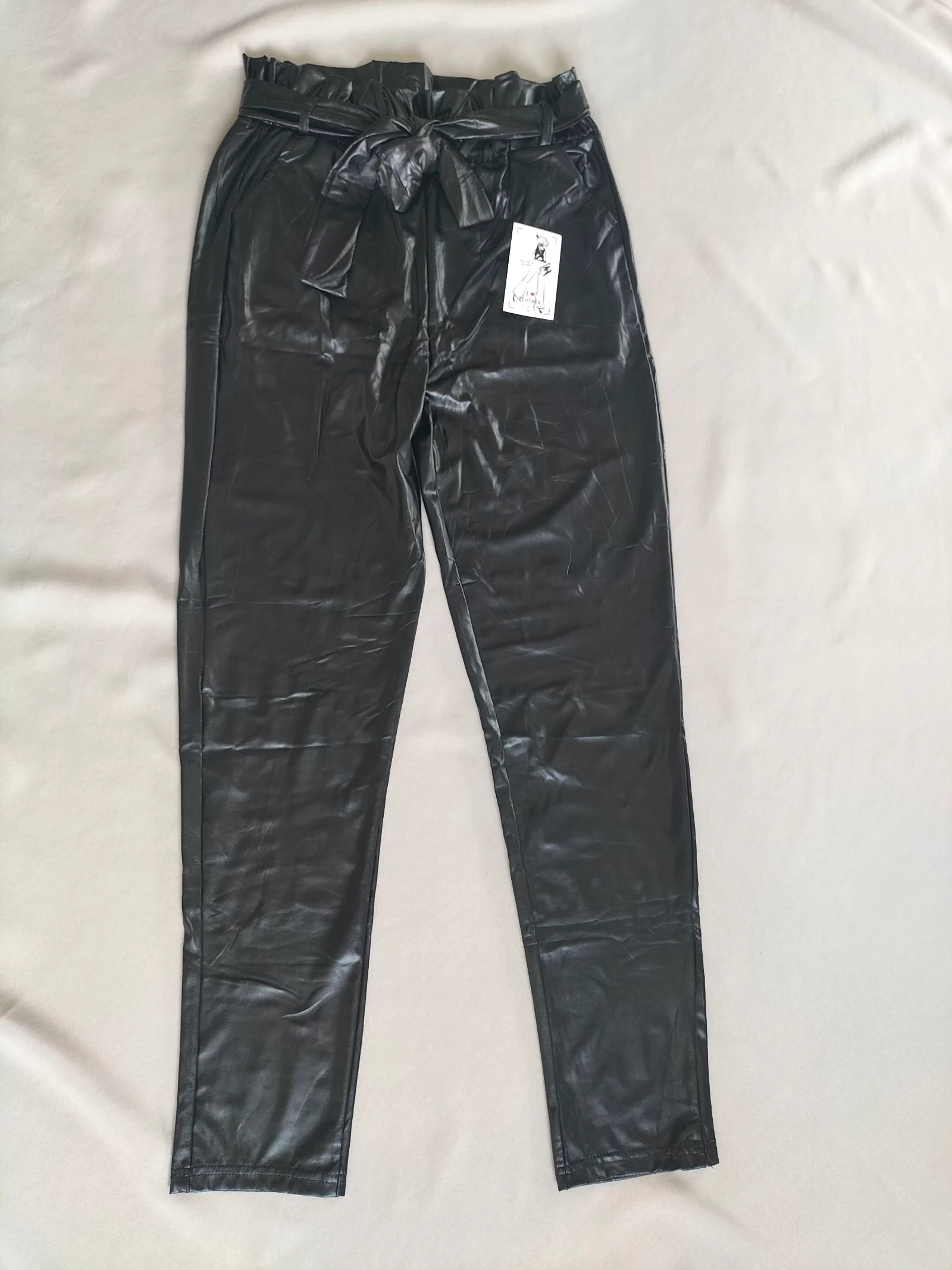 Black Faux Leather Carrot Cut Pants | S/M | I Love Holala | New – photo 4